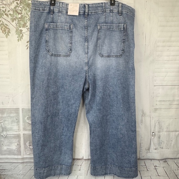 LC Lauren Conrad Womens Super High Rise Wide Leg Crop Denim Jeans Plus 26W NEW - Picture 14 of 15